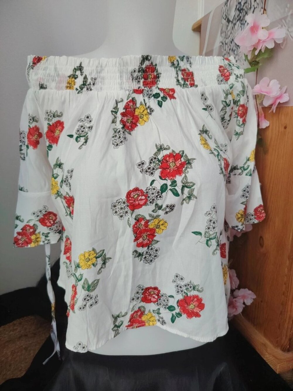 Bardot collar floral top - Jennyfer (Size XS)